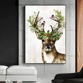 Лесные животные, олень, холст, картины, рождественские постеры с оленями и принты, настенные художественные фотографии для гостиной, Настенный декор, Cuadros 21x30cm No Frame
