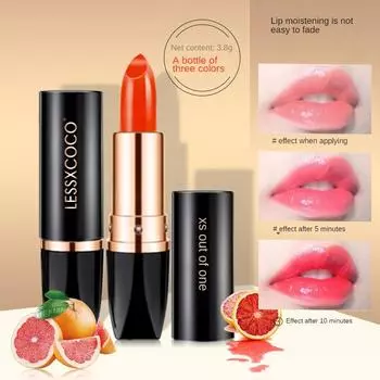 Lessxcoco Бальзам для губ от обесцвечивания каротина Увлажняющий, увлажняющий, предотвращающий высыхание, не легко окрашивающийся и выцветающий, помада меняется в зависимости от температуры Carrot lipstick