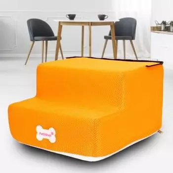 Лестница для домашних животных Yousheng, 2 ступени, нескользящая ткань, прочный пандус для щенков Two Layers Mesh Side чёрный