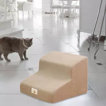 Лестница для собак, наклон 35 градусов, ступеньки для домашних животных, для внутреннего использования, портативная, с мягким нескользящим дном, легкая, моющаяся 2 step khaki