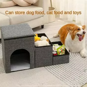 Лестница для собак, складная, с высокой несущей способностью, будка для кошек, утолщенные губчатые лестницы для собак, неразрушающиеся аксессуары для товаров для животных серый