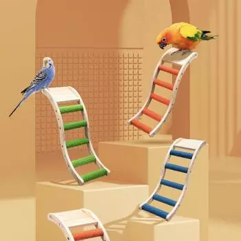 Лестница для восхождения в виде птицы, деревянная лестница для восхождения в виде попугая, игрушки, деревянный дизайн, игрушка для кусания, волновая деревянная лестница, мост для попугая L зелёный