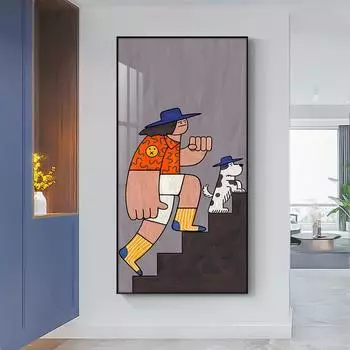 Лестница с изображением собаки из мультфильма, скандинавское детское украшение на стену, художественное украшение для дома, холст, картина, постер 20cm40cm NoFrame
