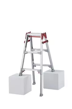 Лестница-стремянка Hasegawa Kogyo с телескопическими ножками, 3 яруса (Хасэгава) (С панелью One-Touch) RYZ-09c (0,72~1,03 м) (10192) [Модель 2022 г.] красный