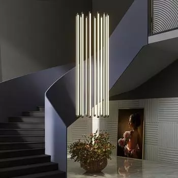 Лестничный потолок в скандинавском стиле, люстра, современный двухуровневый лофт, спиральный подвесной светильник, украшение комнаты, гостиная, светодиодные светильники Cool white no remote