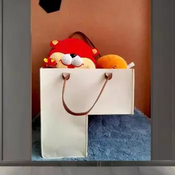 Лестничный ящик для хранения с ручками Г-образная сумка для хранения одежды Складная большая вместимость Детские игрушки Разное Хранение книг Органайзер для хранения ступеней лестницы бежевый