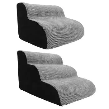 Лестницы для домашних животных Прочная конструкция Сильная несущая способность Легко чистить Пандус для собак для высоких кроватей и кушеток 2 Tier Slope Stairs