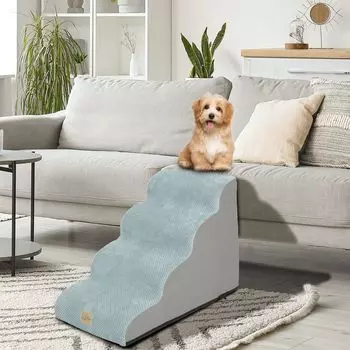 Лестницы для собак Ступеньки для собак Склон для домашних животных Лестницы для собак Ступеньки для кошек Домашние маленькие собаки Мягкий диван Высота 50 см Размер L 4 яруса Для старых собак Нескользящий серый