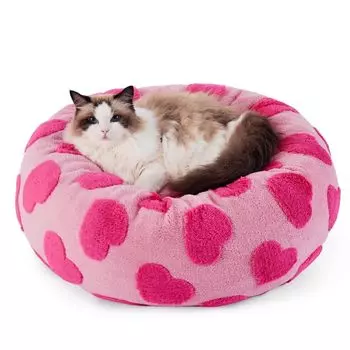 Lesure Cat Dog Pet Indoor Round Cat Pet Fully Easy to Suitable All Year For Pet Bed, Bed, Bed, Bed, Washable, Fluffy, Non-Slip, Cushion, Washable, розовый
