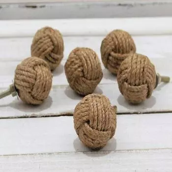 Let of 6 pic Джутовая ручка, Ручка ящика для корпусной мебели Monkey Fist, Цельная деталь