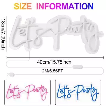 Let s Party LED Neon Signs Art Wall Decor USB с выключателем Вкл./Выкл. LED Neon Light Signs Party Wedding Neon Lamp Night Lights Room синий
