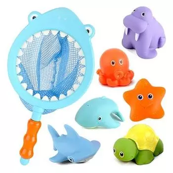 Let s Toy Акула и морские друзья Игрушки для ванны Набор из 7 игрушек, корейские игрушки для ванны
