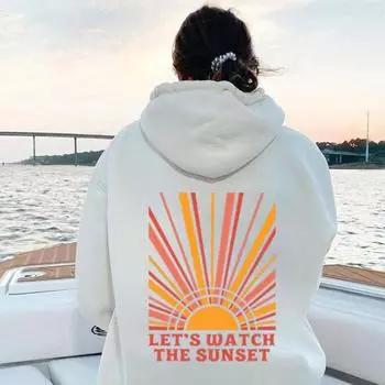 Let s Watch The Sunset Hoodies Preppy Y2k Hoodie Preppy Clothes Aesthetic Clothes Beach Sunset Aesthetic Hoodies Sweatshirt S
