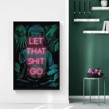 Let that Shit Go Quote Искусство ванной комнаты для женщин Картина Настенная картина Забавная вывеска для ванной комнаты Отпечатки на холсте и плакат Декор для ванной комнаты A4 21x30cm No Frame