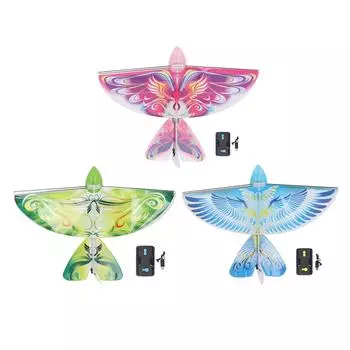 Летающая игрушка птица на радиоуправлении 2,4 ГГц USB зарядка светодиодная бионическая машущая крыльями птица для помещений и улицы Blue