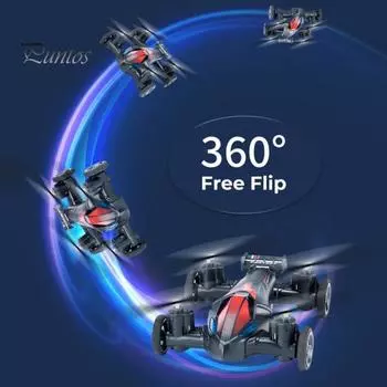 Летающая машинка с дистанционным управлением, квадрокоптер с двумя режимами «воздух-земля», 2,4 ГГц, беспроводной игрушечный самолет со светодиодной подсветкой, для детей и взрослых, электрический игрушечный дрон A синий