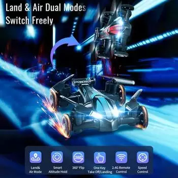 Летающая машинка с дистанционным управлением, квадрокоптер с двумя режимами «воздух-земля», 2,4 ГГц, беспроводной игрушечный самолет со светодиодной подсветкой, для детей и взрослых, электрический игрушечный дрон A красный