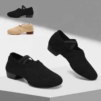 Летающая тканая танцевальная обувь для балета, йоги, домашняя дышащая танцевальная обувь с плоской подошвой для женщин и девочек, танцевальная обувь для учителей 34 чёрный