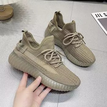 Летающая тканая земля в кокосовых туфлях женская 2025 новая нескользящая дышащая спортивная обувь студенческая повседневная обувь универсальная женская обувь 35 female code