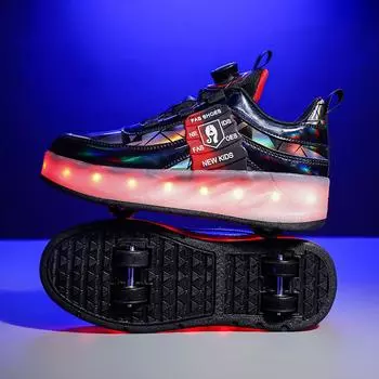 Летающие Кроссовки для школьников Кроссовки для детей Обувь для девочек Коньки для девочек с одной кнопкой Убрать коньки 30