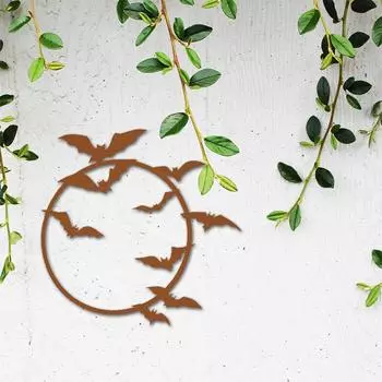 Летающие летучие мыши Металлическое настенное искусство Декор на Хэллоуин Милый Декор на металлическую летучую мышь Знак на стену на Хэллоуин Стильный декор на летучую мышь Металлическое настенное искусство Жуткий чёрный