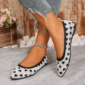 Летающие одинарные туфли женские 2024 года, новые плетеные легкие вязаные шапочки в тон цвета на плоской подошве 36 чёрный