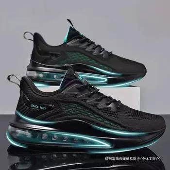 Летающие плетеные кроссовки мужские 2025 весна новые амортизирующие воздушная подушка спортивная обувь корейская версия увеличивающая рост модная повседневная обувь мужская 39