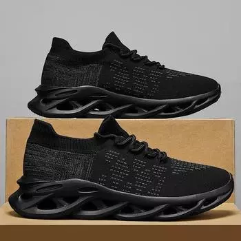 Летающие плетеные мужские туфли осенние дышащие тонкие сетчатые кроссовки мужские для учеников младших классов черные универсальные легкие носки с мягкой подошвой 39