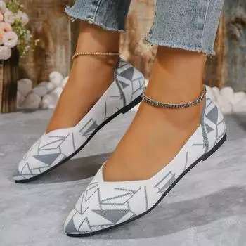 Летающие плетеные одинарные туфли 2024 года, весна и осень, новые цветные вязаные шапочки с заостренным носком и неглубоким горлом на одной педали 36 жёлтый