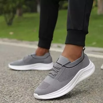 Летающие плетеные сетчатые туфли для пар, женская обувь, дышащая, мягкая подошва, легкая и удобная, для повседневного отдыха, спорта, бега, для мужчин 39 серый