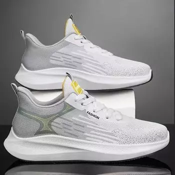 Летающие плетеные спортивные кроссовки мужские 2024 года, новая корейская версия, дышащие сетчатые кроссовки для бега, мягкая подошва, тонкие повседневные дорожные кроссовки 39 чёрный