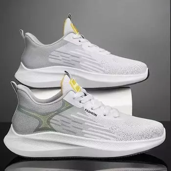 Летающие плетеные спортивные кроссовки мужские 2025 года, новая корейская версия, дышащие сетчатые кроссовки для бега, мягкая подошва, тонкие повседневные дорожные кроссовки 39 чёрный