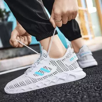 Летающие сетчатые туфли, дышащие, универсальные, летние, мужские туфли с полой сеткой, повседневная спортивная обувь, легкие, с мягкой подошвой, мужские туфли 39