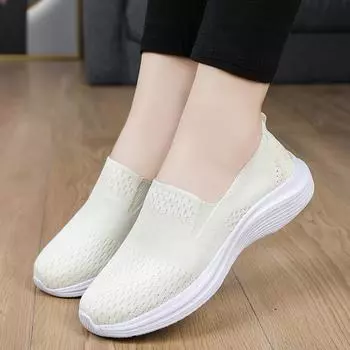 Летающие сетчатые туфли женские весна-осень 2025 года однопедальные ленивые туфли легкие сетчатые спортивные повседневные туфли черные одинарные туфли 35 чёрный