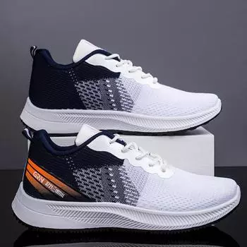Летающие тканые дышащие повседневные туфли 2025 года, новая мужская спортивная обувь, модная корейская версия, модная мужская обувь 39 белый