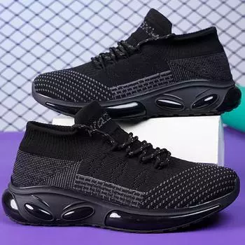 Летающие тканые кроссовки, мужская летняя новая повседневная обувь, легкие дышащие мужские кроссовки для фитнеса 39 чёрный