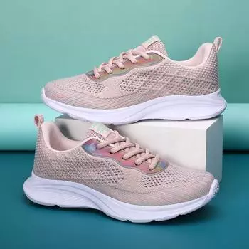 Летающие тканые женские туфли для учеников средней школы, сетчатые дышащие повседневные спортивные туфли с мягкой подошвой, кроссовки большого размера для бега 35