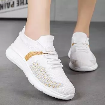 Летающие тканые женские туфли размер 42 весенне-осенняя повседневная обувь женские легкие и дышащие кроссовки женская спортивная обувь 35 бежевый