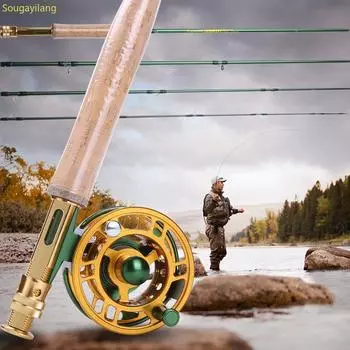 Летающие удочки и рыболовные катушки Комбинированная карбоновая удочка и цельнометаллическая рыболовная катушка rod&reel зелёный/золотой