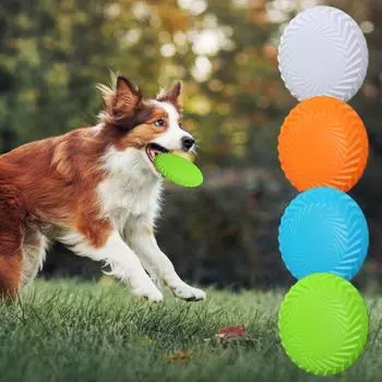 Летающий диск для домашних животных, устойчивый к укусам, интерактивный щенок, собака, летающий диск, тренировочная игрушка, товары для домашних животных зелёный