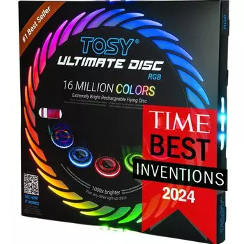 Летающий диск TOSY 16 миллионов цветов RGB или 36 супер умных автоматических фонарей для кемпинга в подарок для фрисби 175 г - светодиоды, яркий, режим, вверх, перезаряжаемый, рождественский,