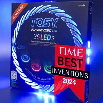 Летающий диск TOSY 16 миллионов цветов RGB или 36 супер умных автоматических фонарей для кемпинга в подарок для фрисби 175 г - светодиоды, яркий, режим, вверх, перезаряжаемый, рождественский,