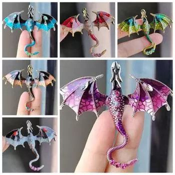 Летающий Дракон Брошь Дракон Булавки Стразы Летающий Дракон Брошь Эмаль Дракон Броши Подарки синий