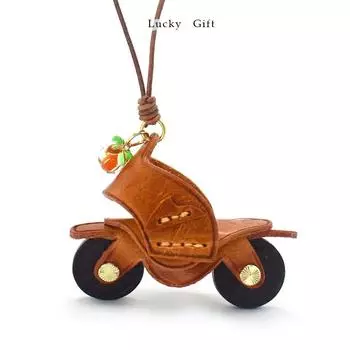 Летающий маленький мотоцикл~ Кожаная подвеска на автомобиль, подвеска на автомобиль, брелок для ключей ручной работы, закладка для учетной записи Tide