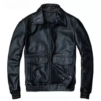 Китайский размер летная куртка 100% коровья кожаная куртка мужская пилотская куртка ВВС авиатор бомбер мужская зимняя куртка мужская одежда 3XL черный кожаный жакет