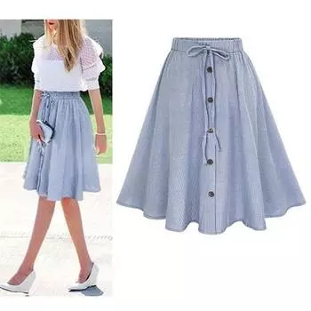 Летнее элегантное женское винтажное эластичное платье с высокой талией, расклешенное плиссированное длинное платье-юбка One size синий