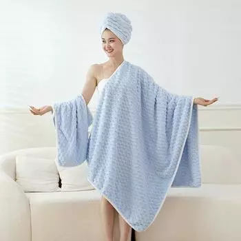 Летнее банное полотенце для пар Cloud Grid с водопоглощением и быстрой сушкой, утолщенное банное полотенце для взрослых из кораллового бархата 70*140CM синий