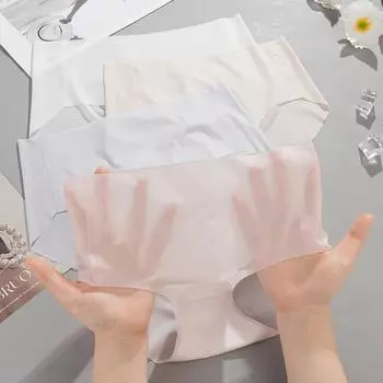 Летнее бесшовное нижнее белье из ледяного шелка, женские летние ультратонкие быстросохнущие брюки, трусы, трусики M синий