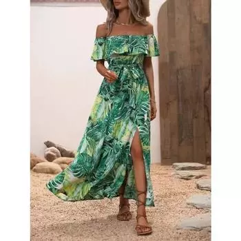 Летнее цельное платье с воротником-стойкой, оборками и шнуровкой на талии для женщин S жёлтый