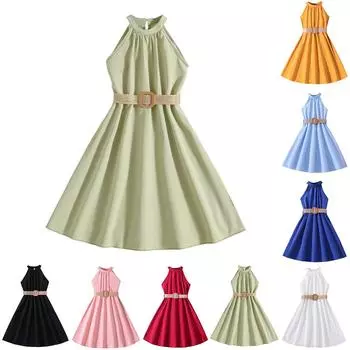 Летнее детское платье принцессы с открытыми плечами и воротником без рукавов для девочек 10 чёрный